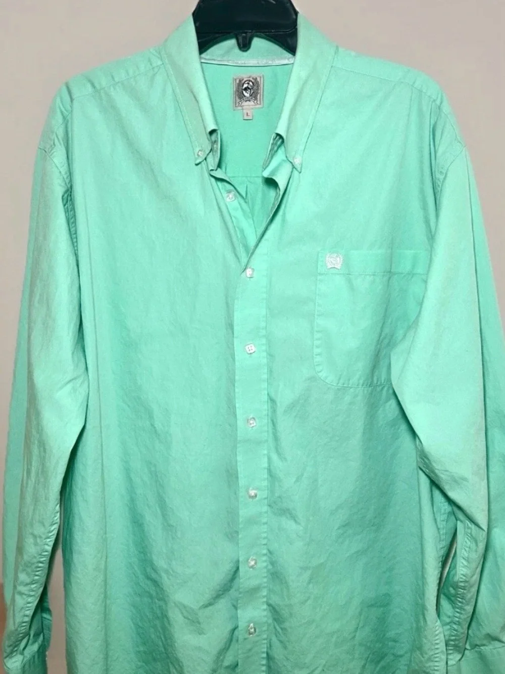 Cinch Men's Western Solid Mint Green Button-Down Shirt L/XL - Picture 2 of 9